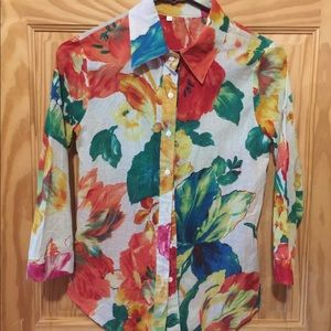 WOMENS FLORAL PRINT BUTTON DOWN